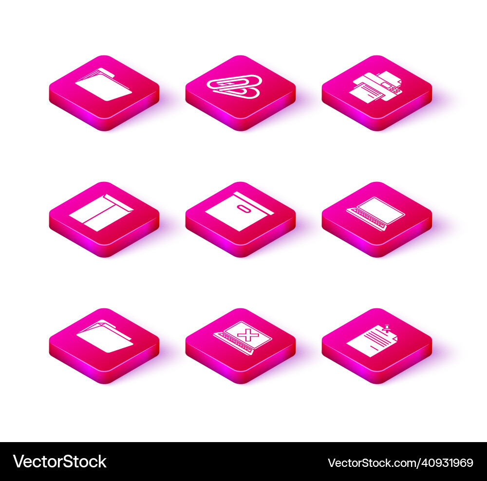 Set document folder laptop and cross mark Set document folder laptop and cross mark vector image