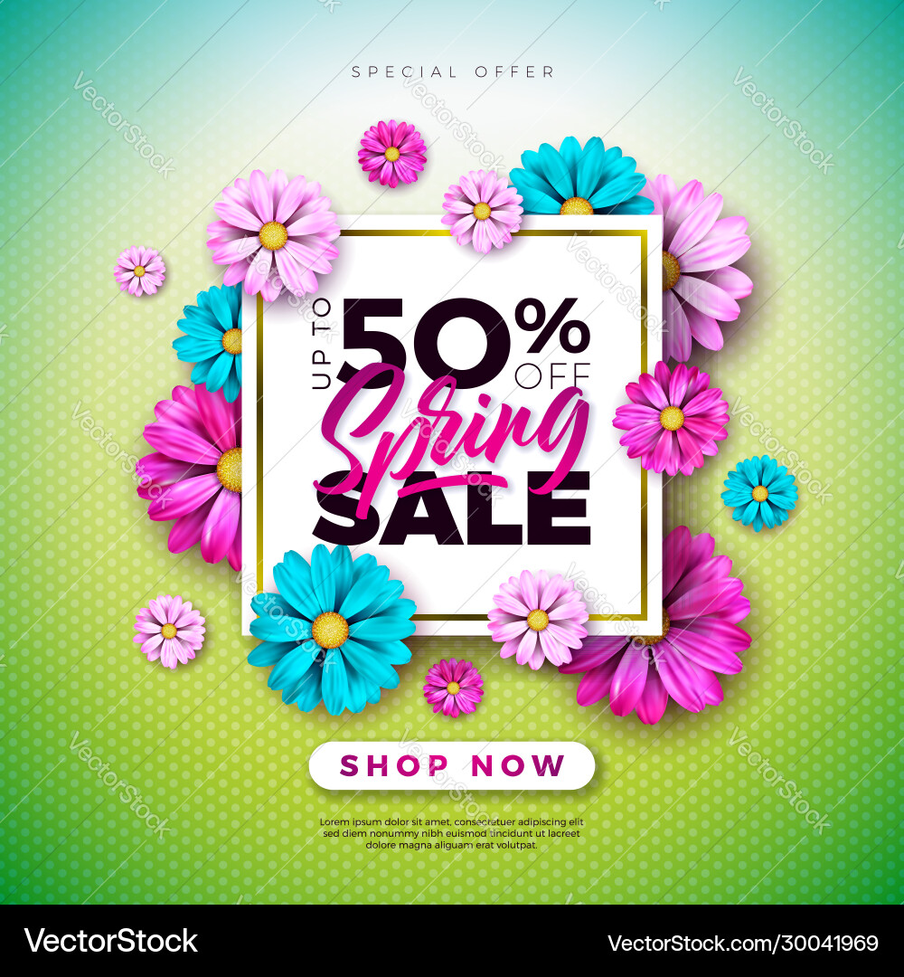 Spring Flowers Sale Template Vector Image
