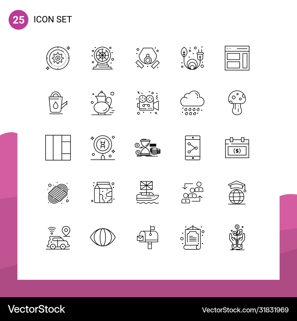 User interface pack 25 basic lines Vector Image