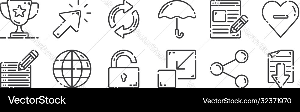 12 set linear user interface icons thin 12 set linear user interface icons thin vector image