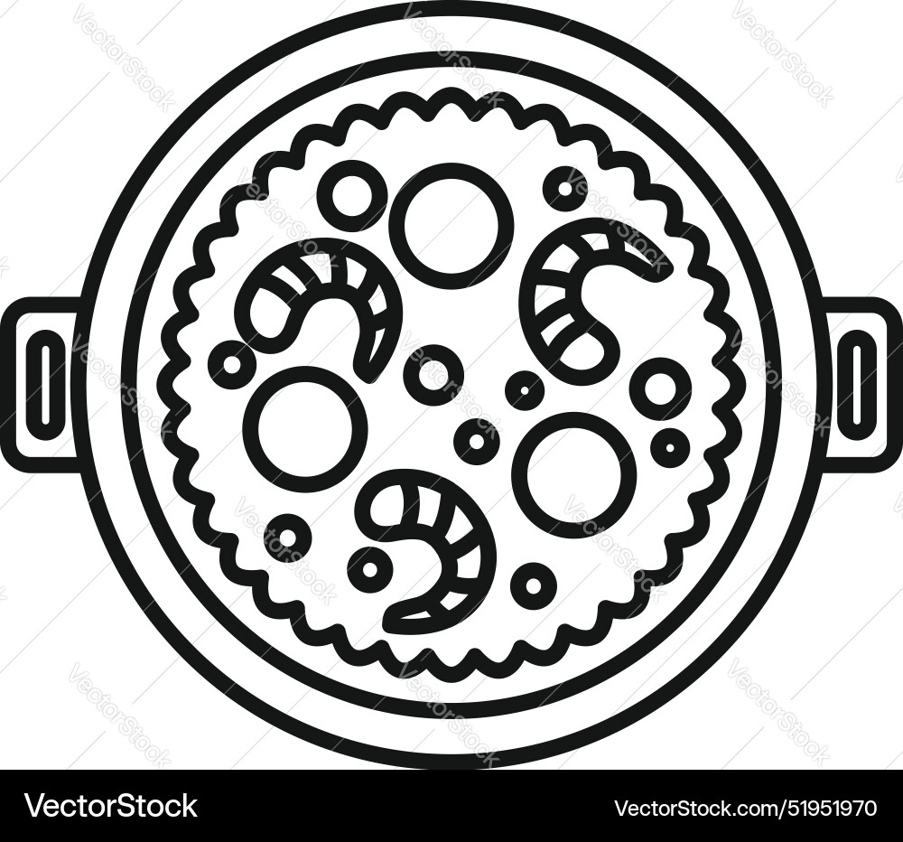 Big round pan cooking traditional spanish paella Big round pan cooking traditional spanish paella vector image