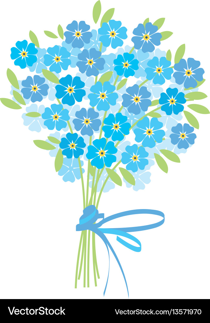 Blue tender forget-me-not flowers in retro style Blue tender forget-me-not flowers in retro style vector image