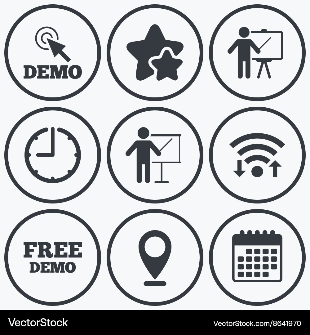 Demo with cursor icon presentation billboard Vector Image