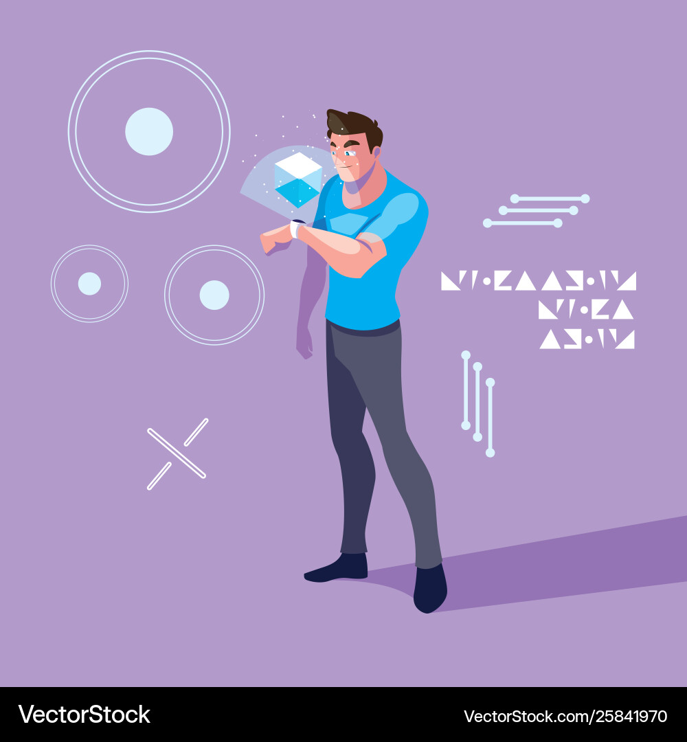 Design man using technology augmented Design man using technology augmented Vector Image