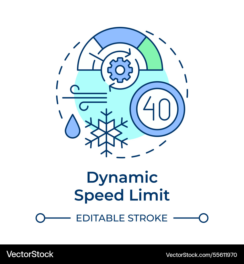 Dynamic speed limit multi color concept icon Dynamic speed limit multi color concept icon vector image