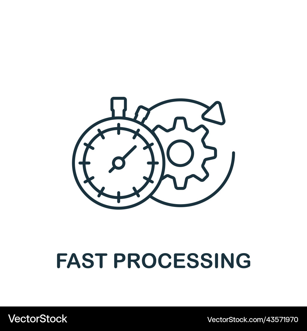 Fast processing icon monochrome simple line data vector image
