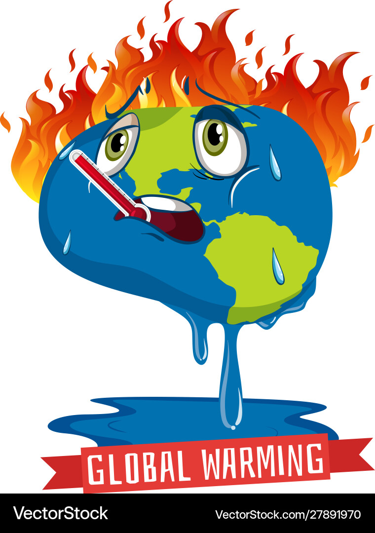 Global warming with earth on fire Global warming with earth on fire vector image