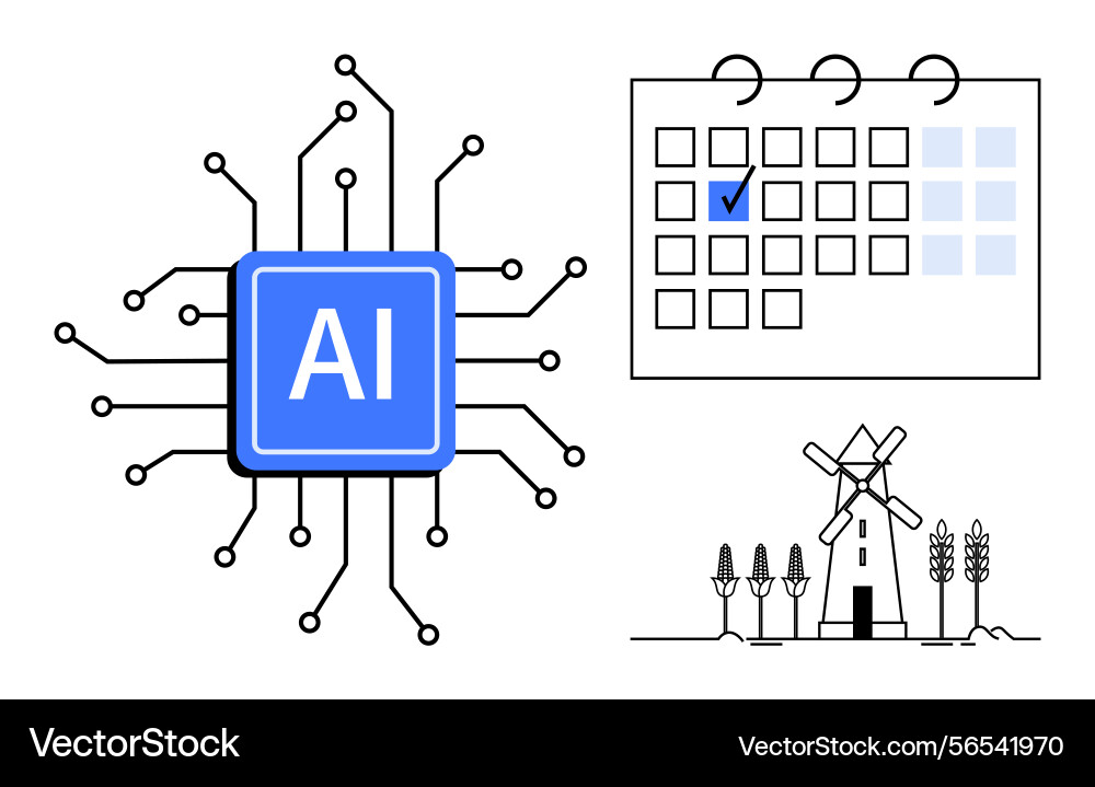 Integration of ai technology in smart scheduling Integration of ai technology in smart scheduling vector image