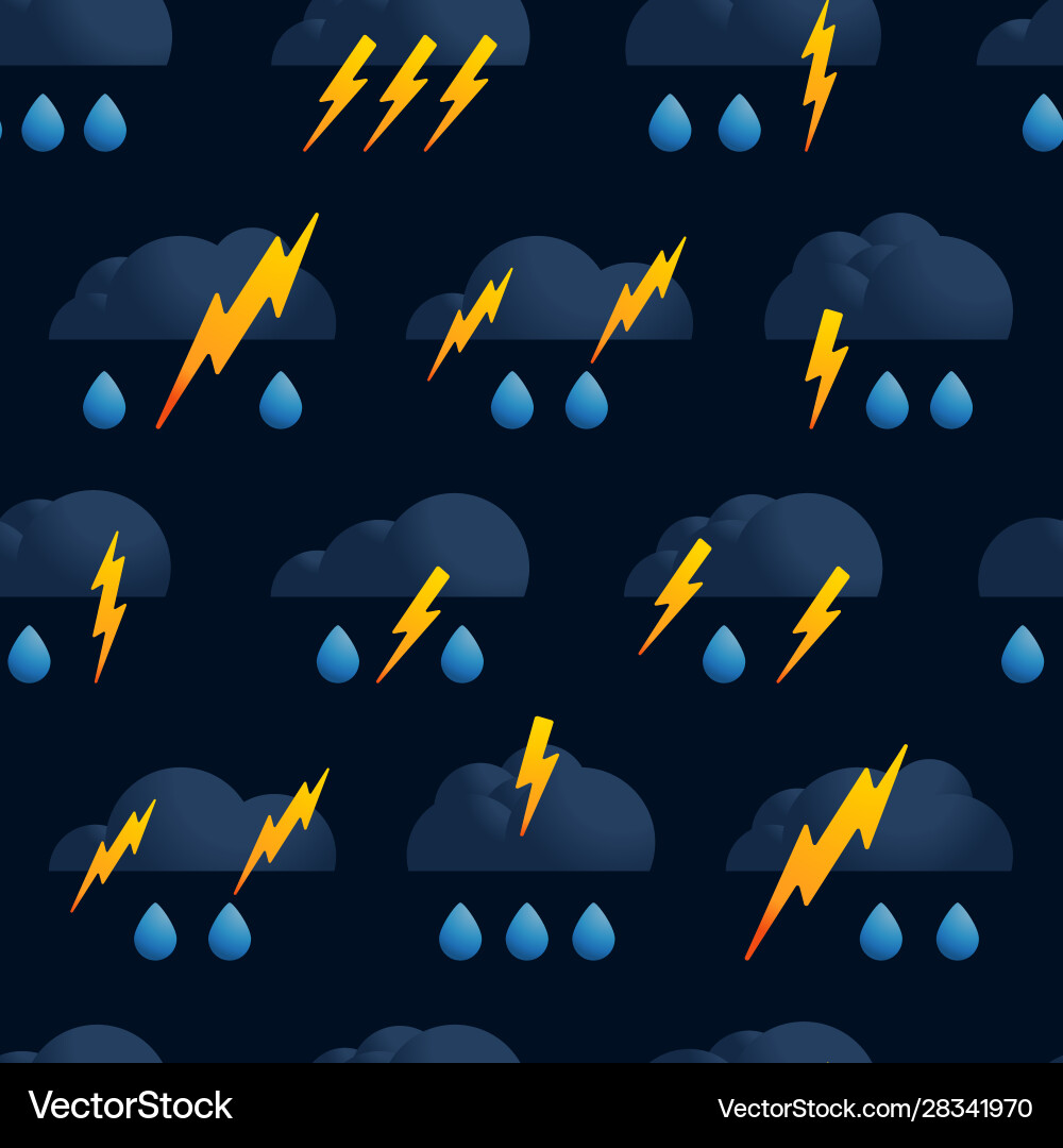 Lightning cloud rain seamless pattern thunder Lightning cloud rain seamless pattern thunder vector image