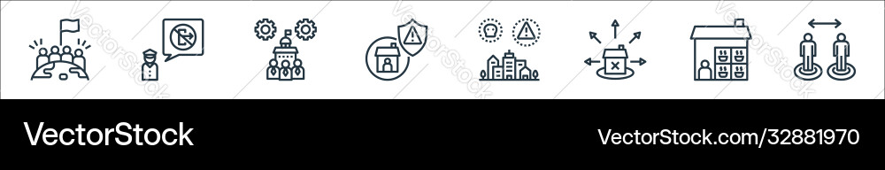 Lockdown line icons linear set quality Lockdown line icons linear set quality vector image