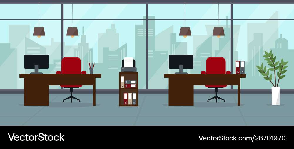 Modern empty office with big panoramic window Modern empty office with big panoramic window vector image