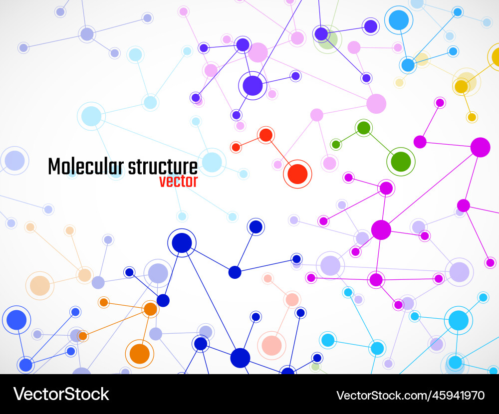 Molecule structure and connected lines with dots vector image