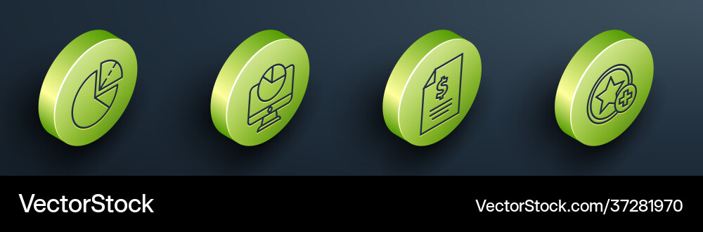 Set isometric pie chart infographic computer Set isometric pie chart infographic computer vector image
