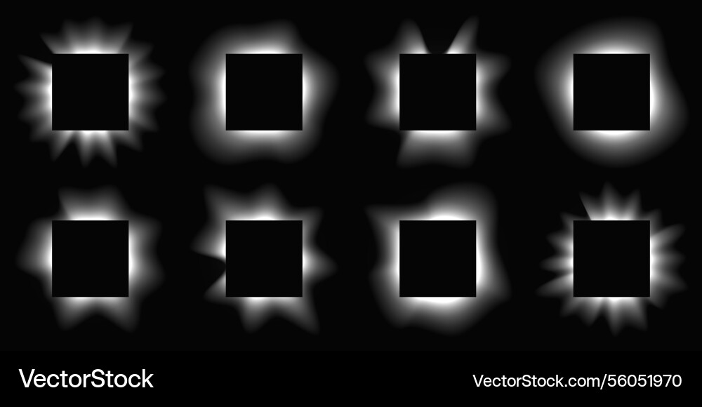 Set of square illuminate light frames Set of square illuminate light frames vector image