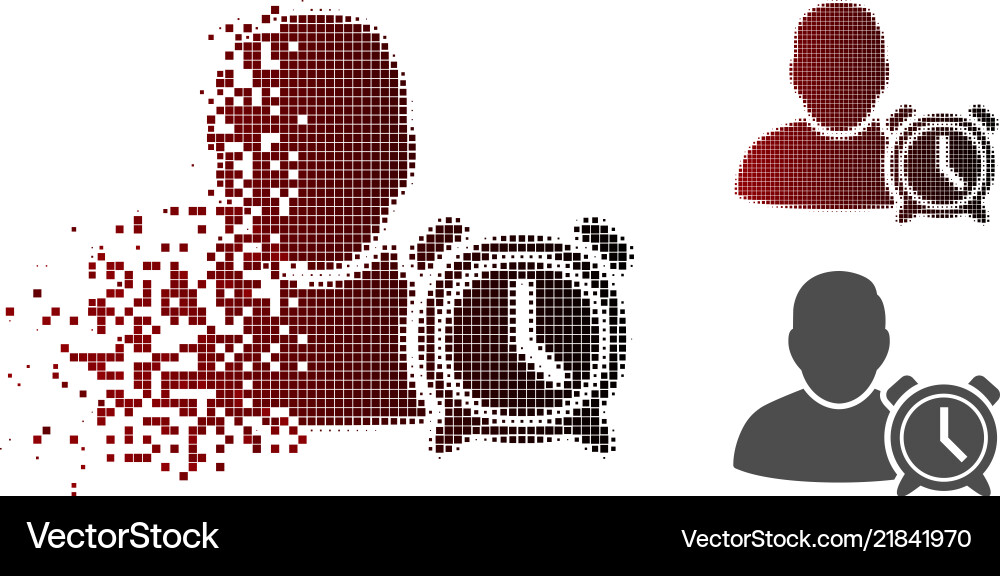 Sparkle pixelated halftone user alarm clock icon Sparkle pixelated halftone user alarm clock icon vector image