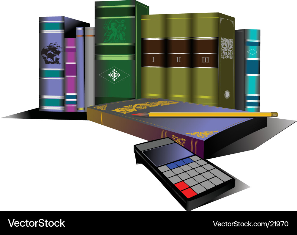 Study Scene with Books and Calculator Vector Image