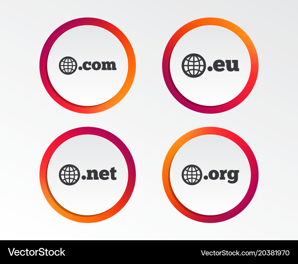 Top-level domains signs com eu net and org Vector Image