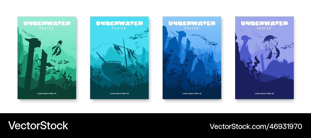 Underwater poster set vector image