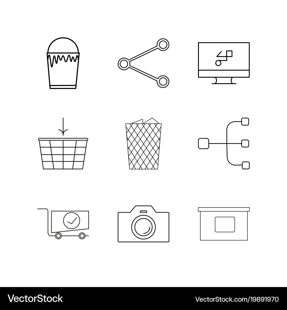 Web linear icon set simple outline icons vector image