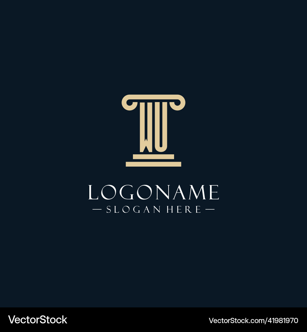 Wu initial monogram logos with pillar shapes style Wu initial monogram logos with pillar shapes style vector image