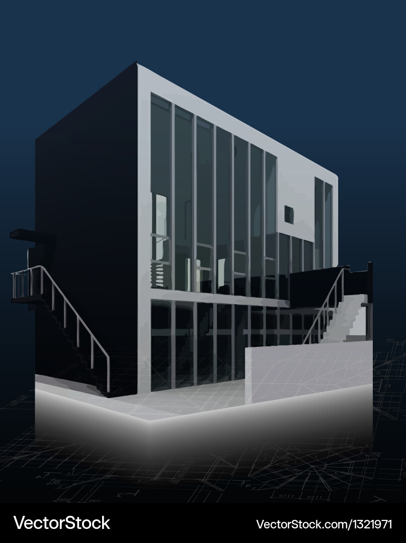 Architecture model house with blueprints vector image