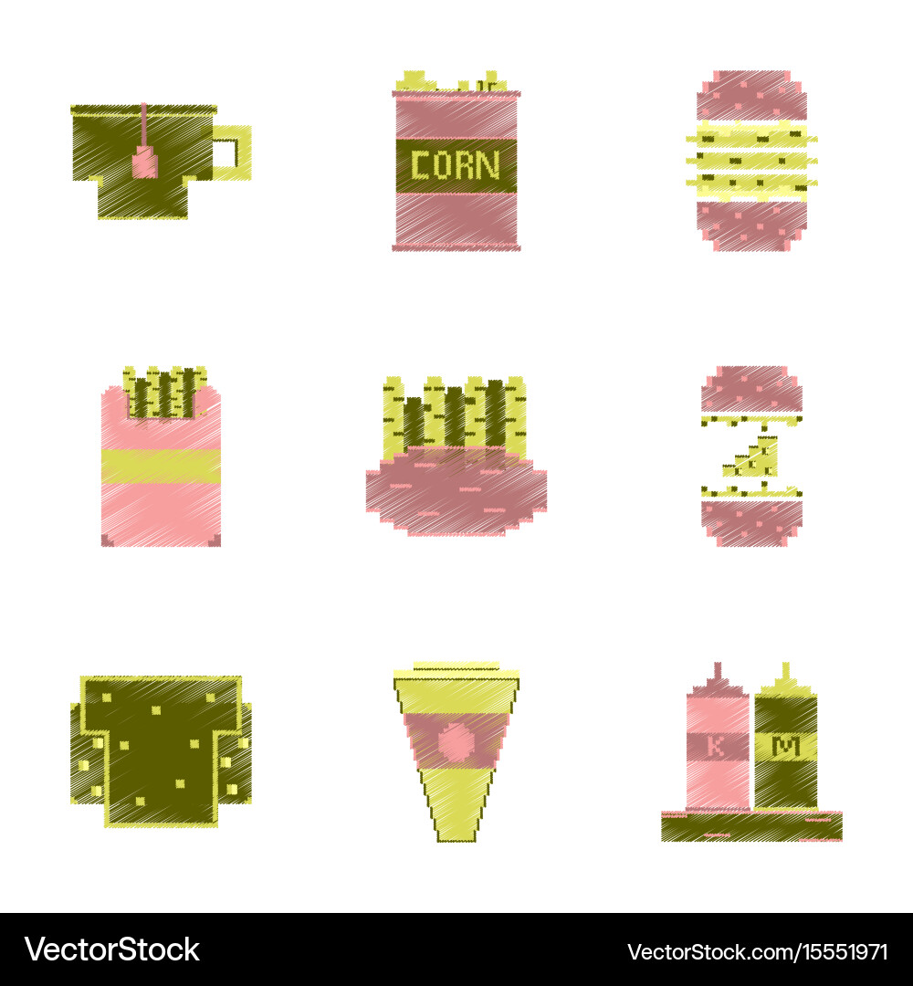 Assembly of flat shading style pixel icon fast Vector Image