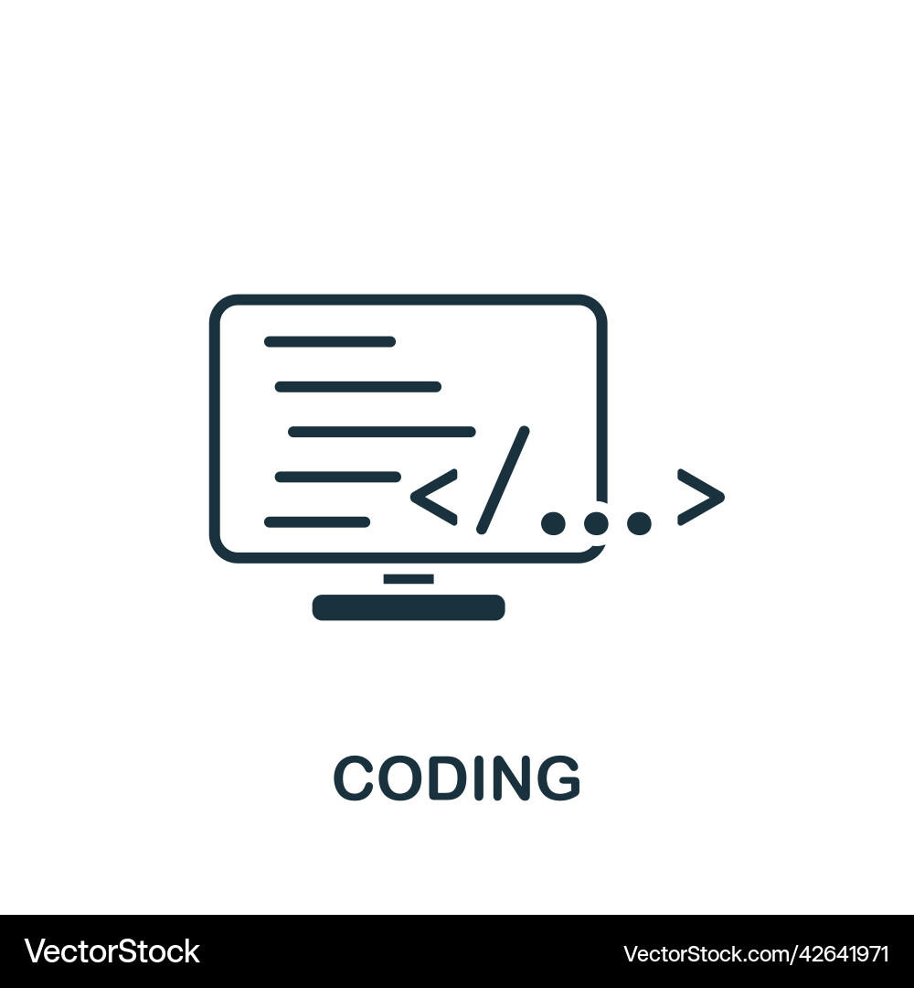 Coding icon monochrome simple web development Coding icon monochrome simple web development vector image