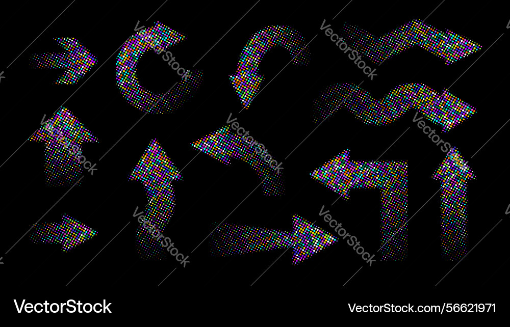 Collection of multicolored arrows with colorful vector image