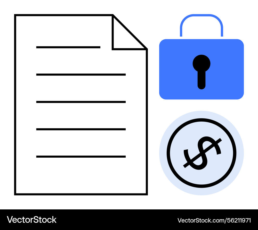 Document security with a lock and dollar symbol Document security with a lock and dollar symbol vector image