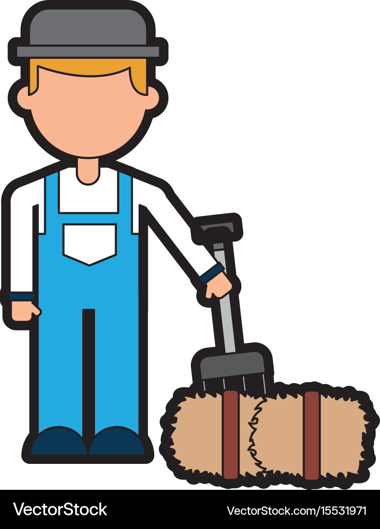 Farmer character with straw block Vector Image