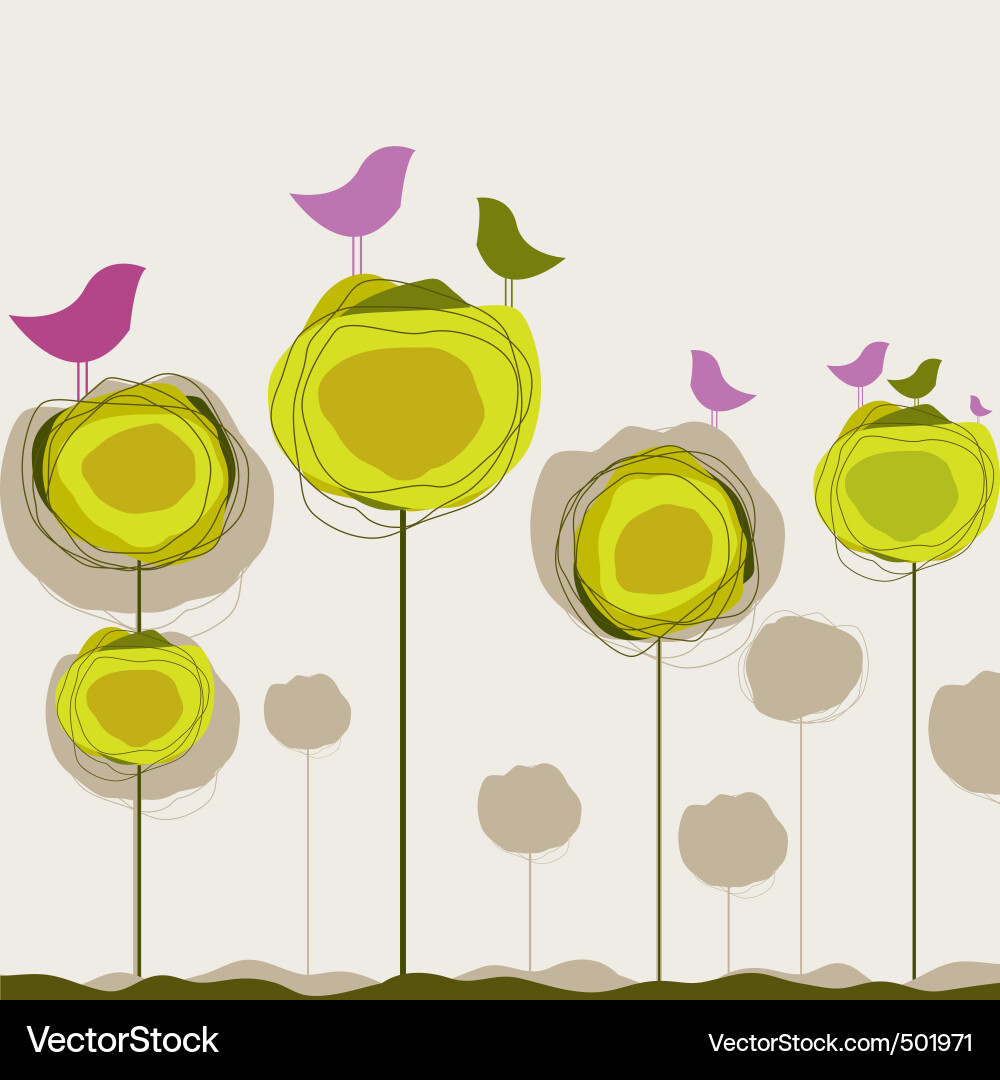 Floral Birds Background Vector Image