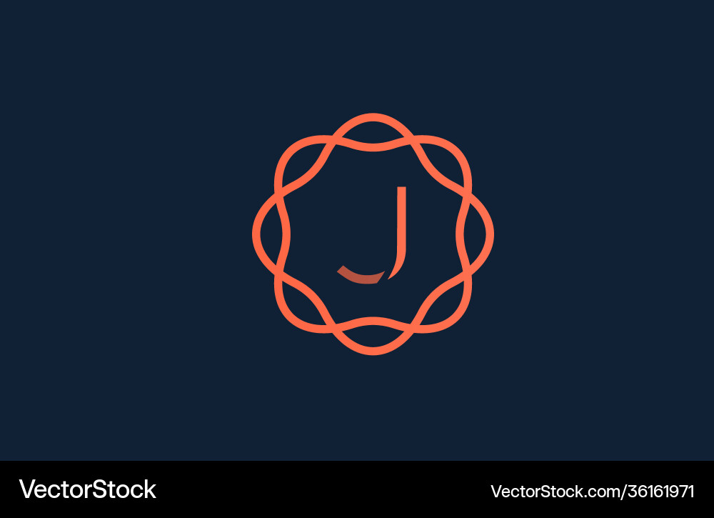 J orange monogram floral alphabet Buchstaben logo J orange monogram floral alphabet Buchstaben logo vektorbild