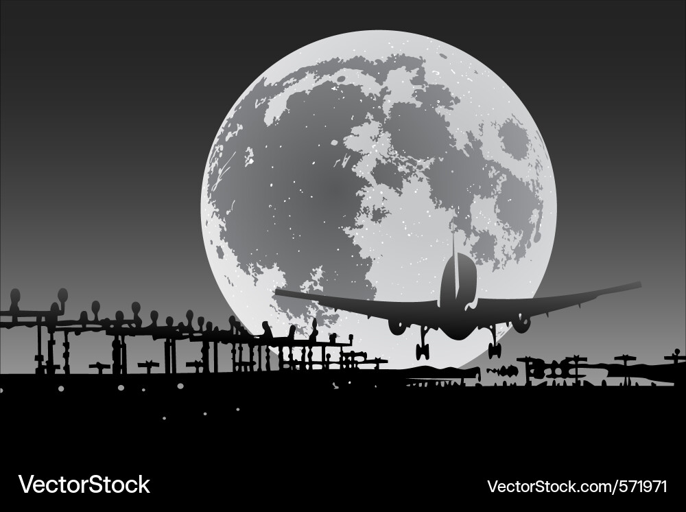 Lunar Plane Silhouette Vector Image