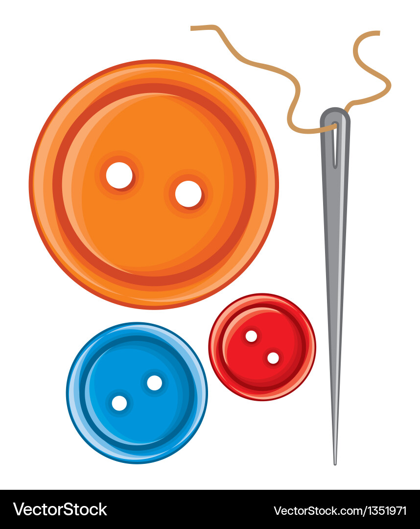 Needle and buttons Royalty Free Vector Image - VectorStock