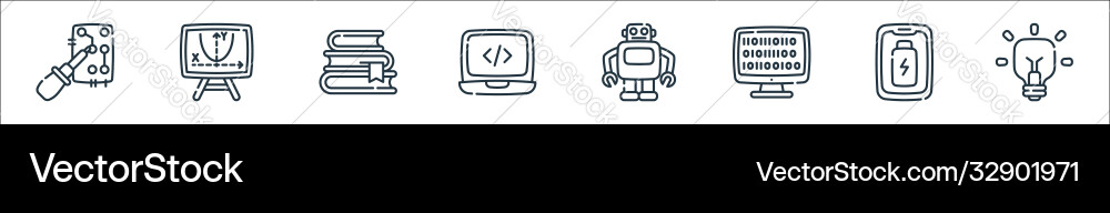Nerd line icons linear set quality Nerd line icons linear set quality vector image
