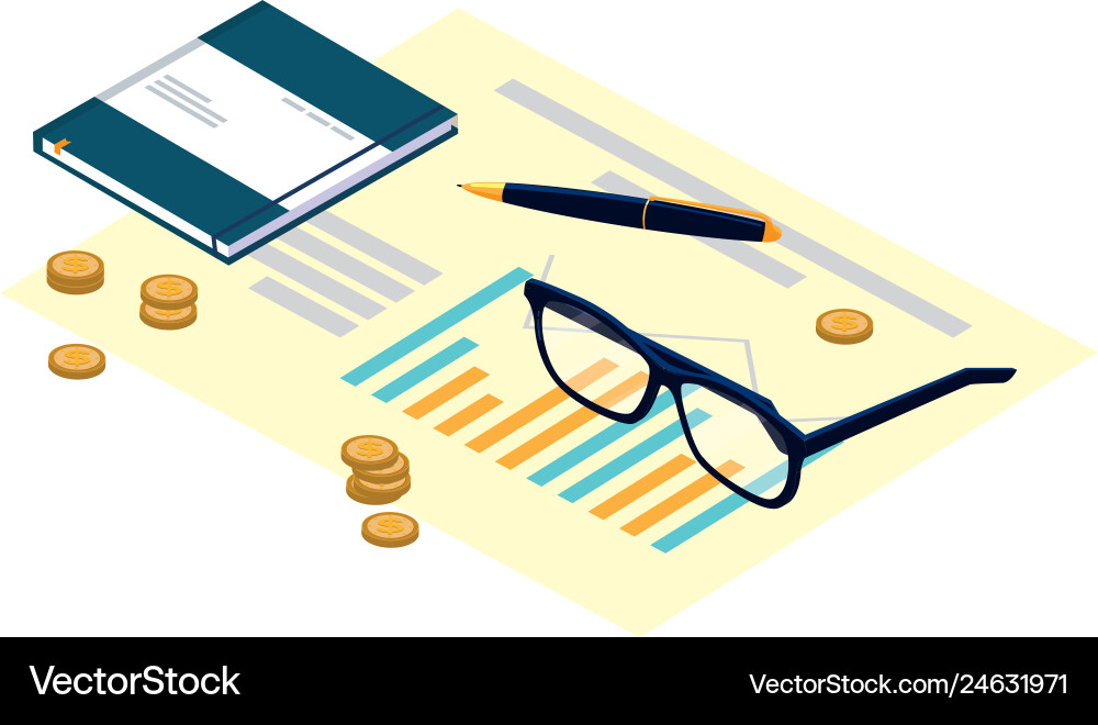 Office notepad with set items Office notepad with set items vector image