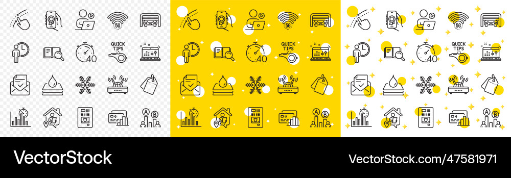 Outline ab testing award app and sound check line Outline ab testing award app and sound check line vector image