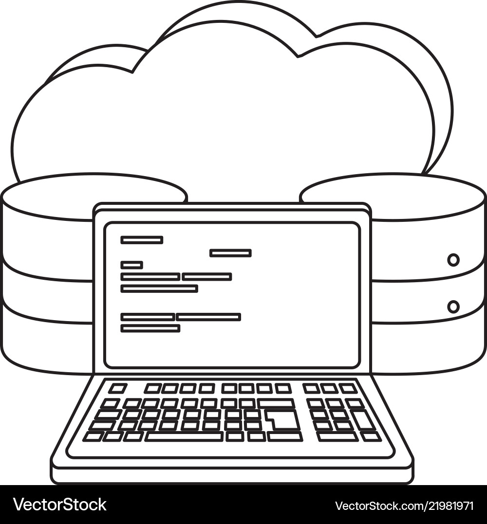 Outline Cloud-Daten und Computersystemcode Outline Cloud-Daten und Computersystemcode vektorbild