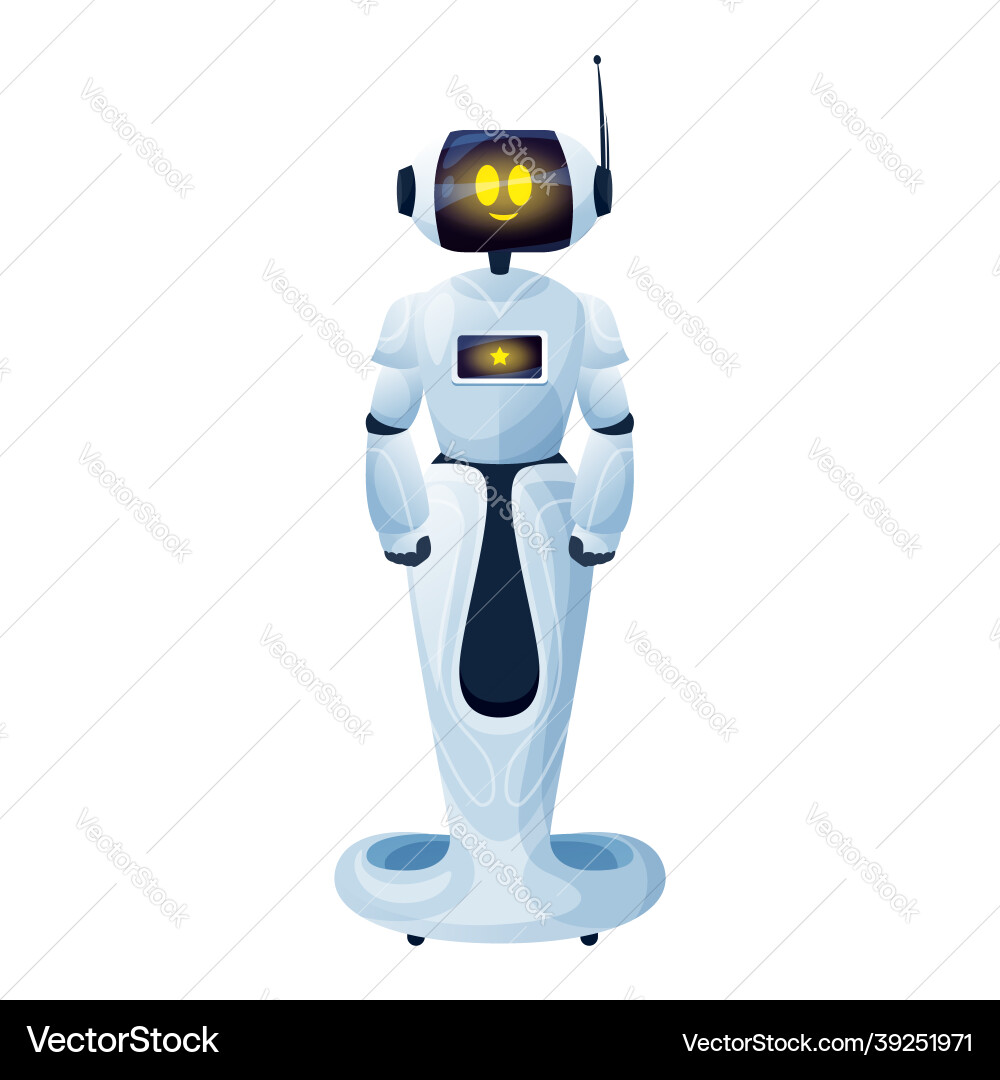 Robot bionic man helper on moving stand Robot bionic man helper on moving stand Vector Image