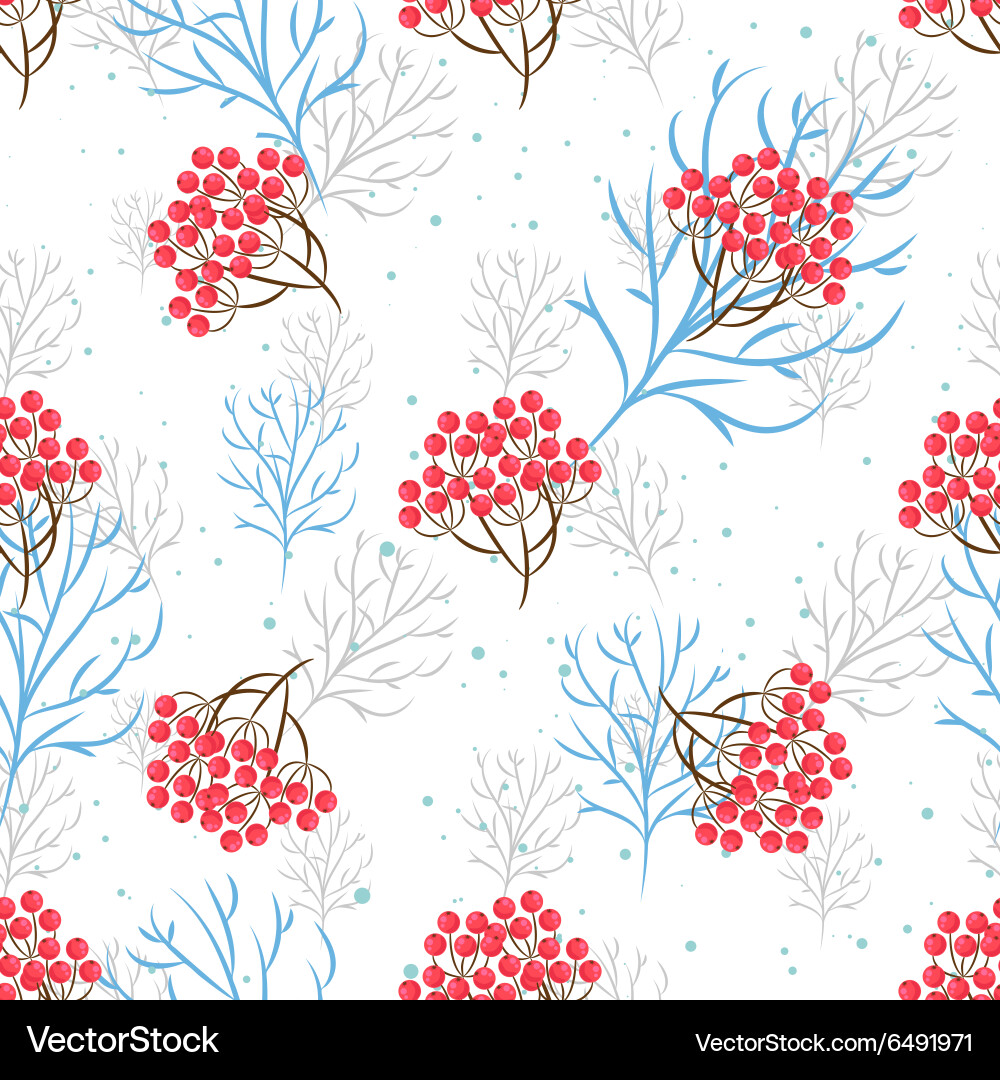 Rowanberry branch seamless pattern vector image
