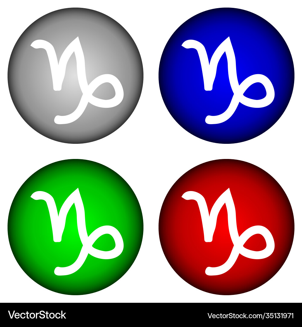 Set buttons with capricorn symbols Vector Image