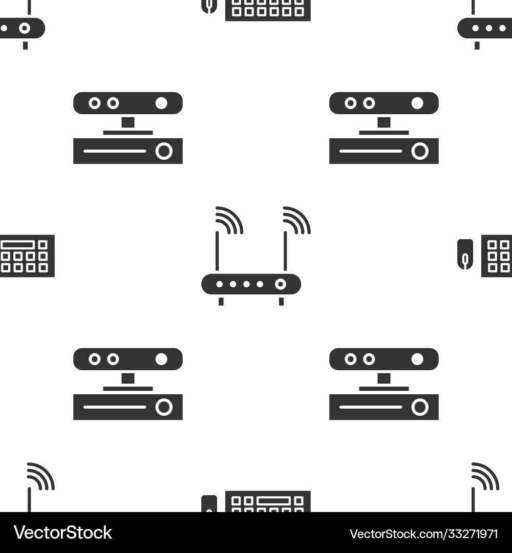 Set keyboard and mouse router wi-fi signal Vector Image