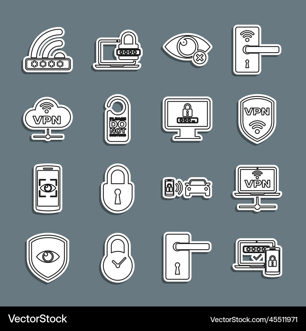 Set line two steps authentication vpn computer Set line two steps authentication vpn computer vector image
