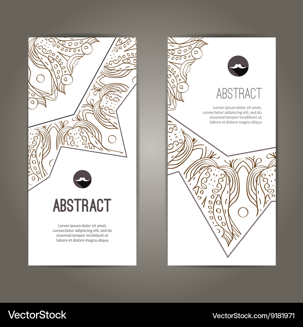 Set of banners with doodles round pattern design Vector Image
