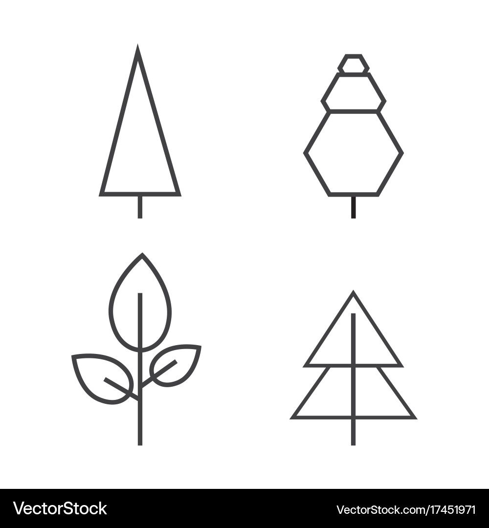 Set of line trees forest creative icons Vector Image