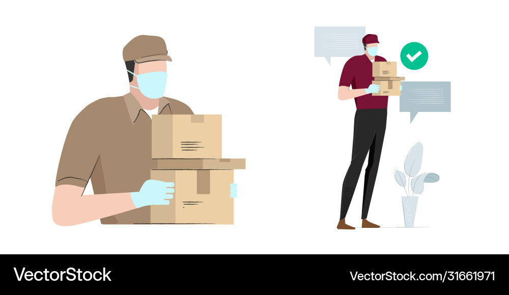 Sichere Lieferung Mann bringen Paket Box Karton tragen Sichere Lieferung Mann bringen Paket Box Karton tragen vektorbild