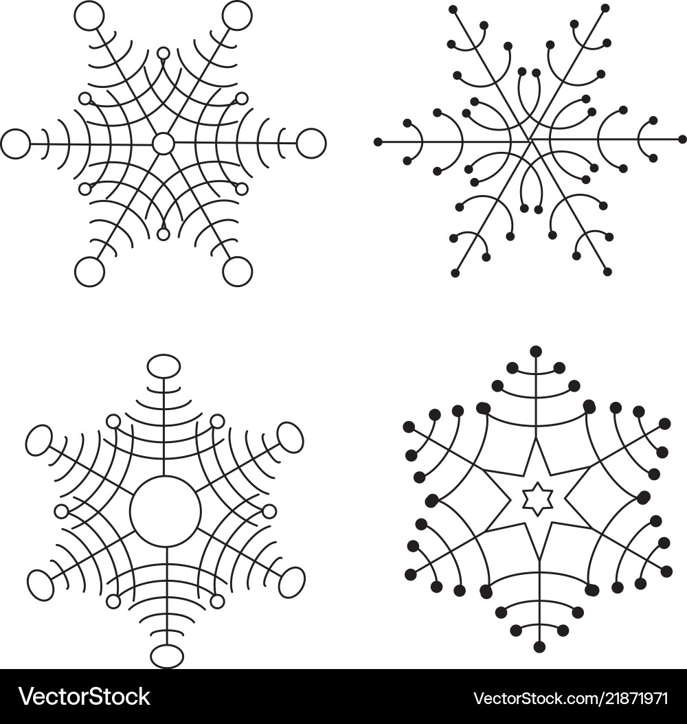 Snowflake thin line icon collection Snowflake thin line icon collection vector image