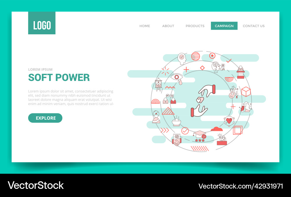 Soft power concept with circle icon for website Vector Image
