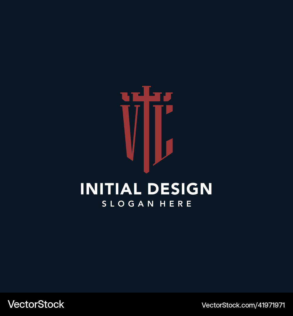 Vl initial monogram logos with sword and shield Vector Image