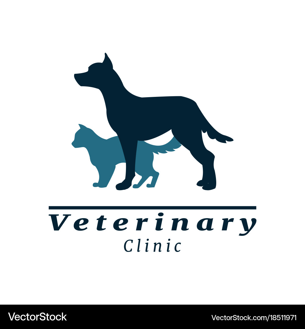 With a cat and dog silhouette vector image